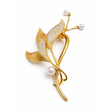 Gold Leaf Pearl & Crystal Bridal Hair Comb for Women