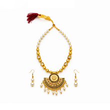 Traditional Gold Tone Pearl Necklace Set – Ethnic Statement Jewellery Set for Women