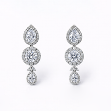 Royal Silver Tone American Diamond Statement Necklace Set with Drop Earrings