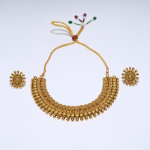 Temple Choker Set – Traditional Gold-Toned Necklace with Earrings