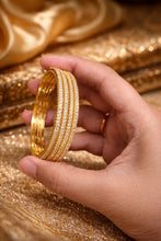 Luxury Gold Finish Crystal Studded Multi-Line Designer Bangles for Women