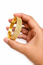 Luxury Gold Finish Crystal Studded Multi-Line Designer Bangles for Women