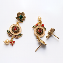 Antique Gold Temple Choker Necklace Set with Earrings