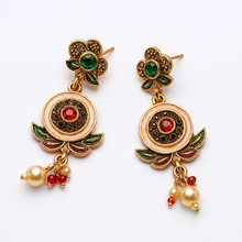 Antique Gold Temple Choker Necklace Set with Earrings