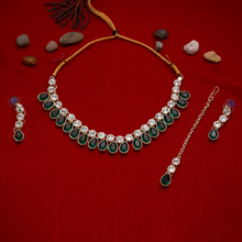 Green Drop Choker Set with Earrings & Tikka