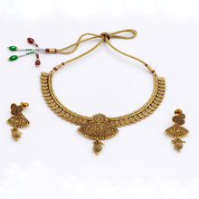 Antique Gold Plated Traditional Necklace Set with Earrings