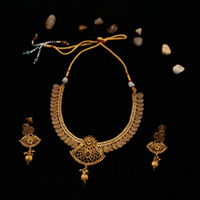 Antique Gold Plated Traditional Necklace Set with Earrings