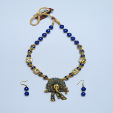 Blue Beaded Traditional Necklace Set with Earrings