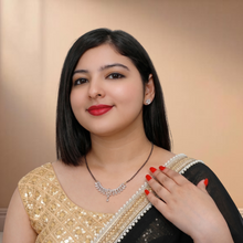 Gold Finish American Diamond Crescent Mangalsutra Necklace Set with Matching Earrings