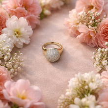 Brilliant Pave-Set Gold-Tone Dome Statement Ring