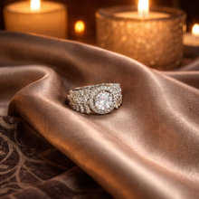 Silver-Tone Halo Crystal Statement Ring for Women