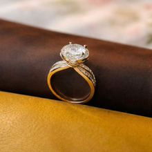 Gold-Tone Solitaire Crystal Statement Ring for Women