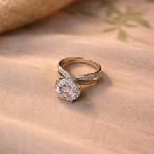Gold-Tone Solitaire Crystal Statement Ring for Women