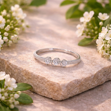 Silver-Tone Three Stone Minimal Crystal Bracelet for Women