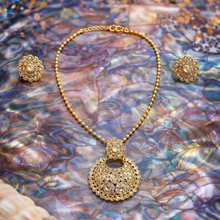 Gold-Tone Kundan Pendant Necklace Set with Earrings for Women