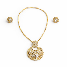 Gold-Tone Kundan Pendant Necklace Set with Earrings for Women