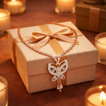 Rose Gold-Tone Butterfly Crystal Necklace for Women