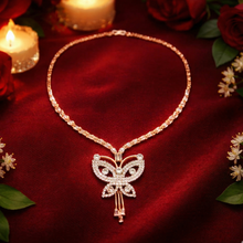Rose Gold-Tone Butterfly Crystal Necklace for Women