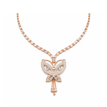 Rose Gold-Tone Butterfly Crystal Necklace for Women