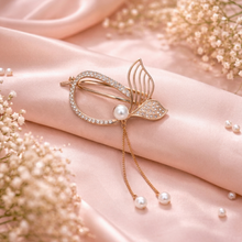 Gold-Tone Butterfly Pearl Hair Clip for Women