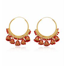 Gold-Tone Traditional Jhumka Hoop Earrings for Women
