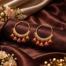 Gold-Tone Traditional Jhumka Hoop Earrings for Women