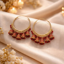 Gold-Tone Traditional Jhumka Hoop Earrings for Women