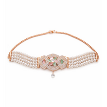 Rose Gold-Tone Pearl Choker Necklace for Women