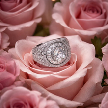 Majestic Brilliant-Cut Cluster Statement Ring in Silver-Tone
