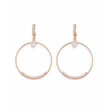 Rose Gold-Tone Crystal Hoop Drop Earrings for Women