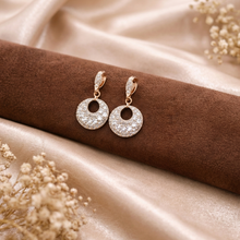 Rose Gold-Tone Crystal Circle Drop Earrings for Women