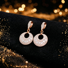 Rose Gold-Tone Crystal Circle Drop Earrings for Women