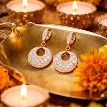 Rose Gold-Tone Crystal Circle Drop Earrings for Women