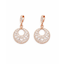 Rose Gold-Tone Crystal Circle Drop Earrings for Women