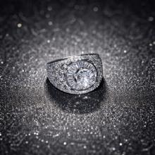 Majestic Brilliant-Cut Cluster Statement Ring in Silver-Tone