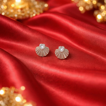 Silver-Tone Minimal Shell Stud Earrings for Women