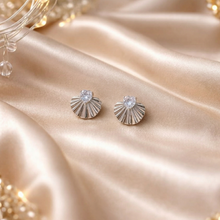 Silver-Tone Minimal Shell Stud Earrings for Women