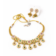 Multicolor Kundan Drop Choker Necklace Set with Earrings for Wome