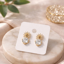 Gold-Tone Sunburst Crystal Drop Earrings for Women