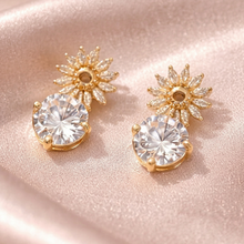 Gold-Tone Sunburst Crystal Drop Earrings for Women