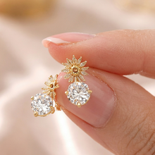 Gold-Tone Sunburst Crystal Drop Earrings for Women