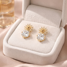 Gold-Tone Sunburst Crystal Drop Earrings for Women