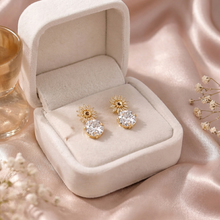 Gold-Tone Sunburst Crystal Drop Earrings for Women