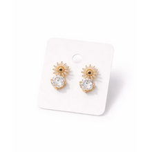 Gold-Tone Sunburst Crystal Drop Earrings for Women
