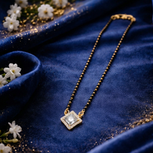 Black Beaded Square Crystal Pendant Mangalsutra for Women