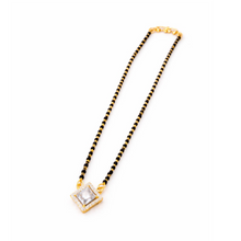 Black Beaded Square Crystal Pendant Mangalsutra for Women