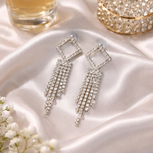 Silver-Tone Crystal Fringe Drop Earrings for Women