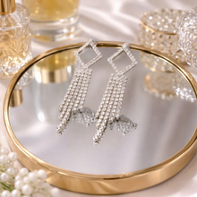 Silver-Tone Crystal Fringe Drop Earrings for Women