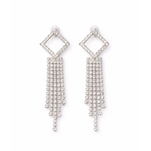 Silver-Tone Crystal Fringe Drop Earrings for Women