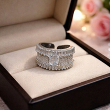 Luxury Baguette Dome Crystal Statement Ring for Women